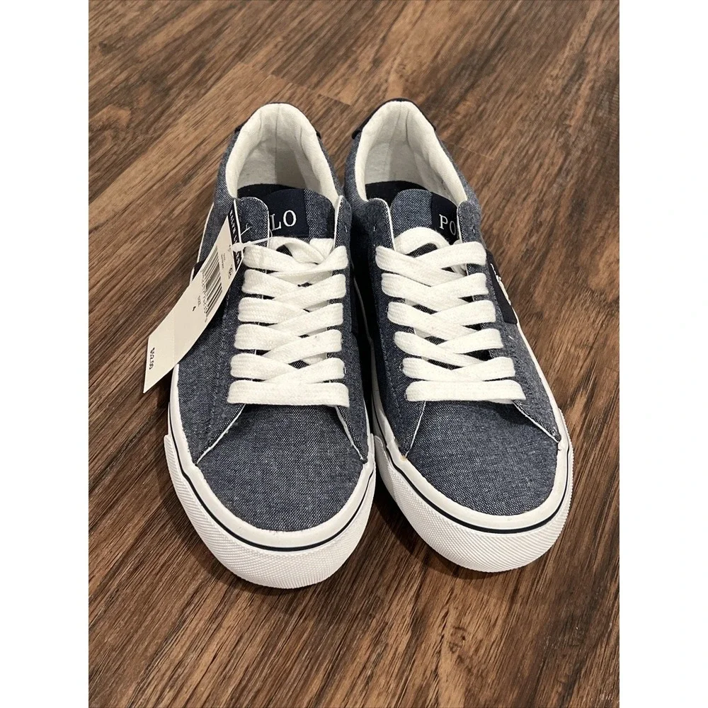 Polo Ralph Lauren Sneakers Sayer Boys Shoes Size 4 Blue Canvas